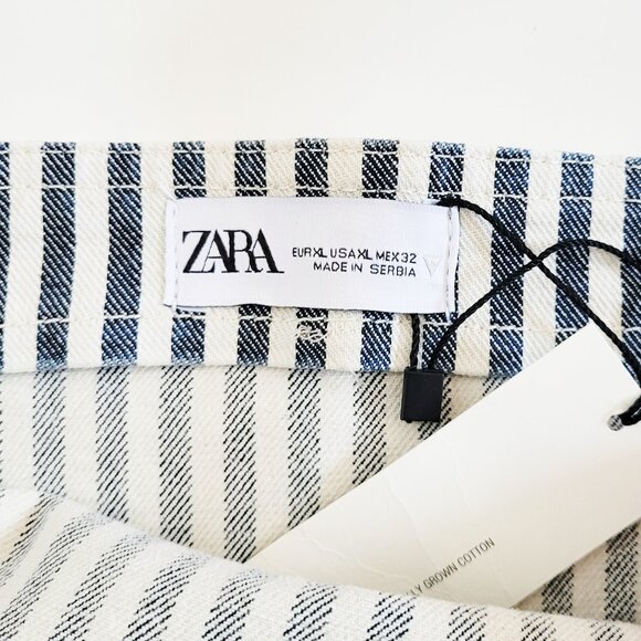 SOLD Zara Striped Denim Cropped Buster Top NWOT - Size X-Large - Picture 6 of 9